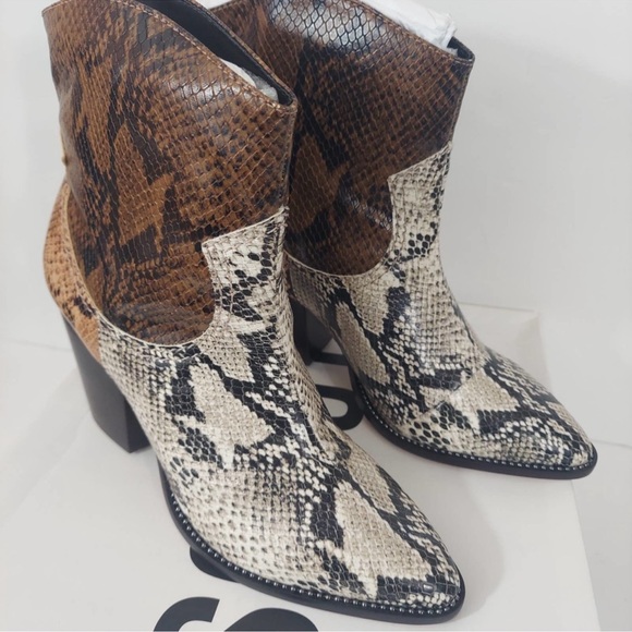 Schutz NEW Haven Leather Snakeskin Print Cowboy Boots - Picture 11 of 12